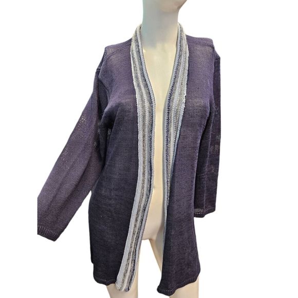 Coldwater Creek Sweaters - Coldwater Creek Blue Long Open Cardigan Size Large Womens Knit